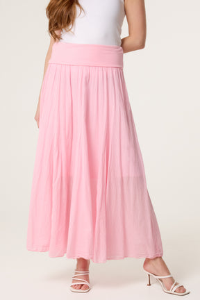 Crinkle Waistband Maxi Skirt