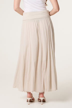 Crinkle Waistband Maxi Skirt