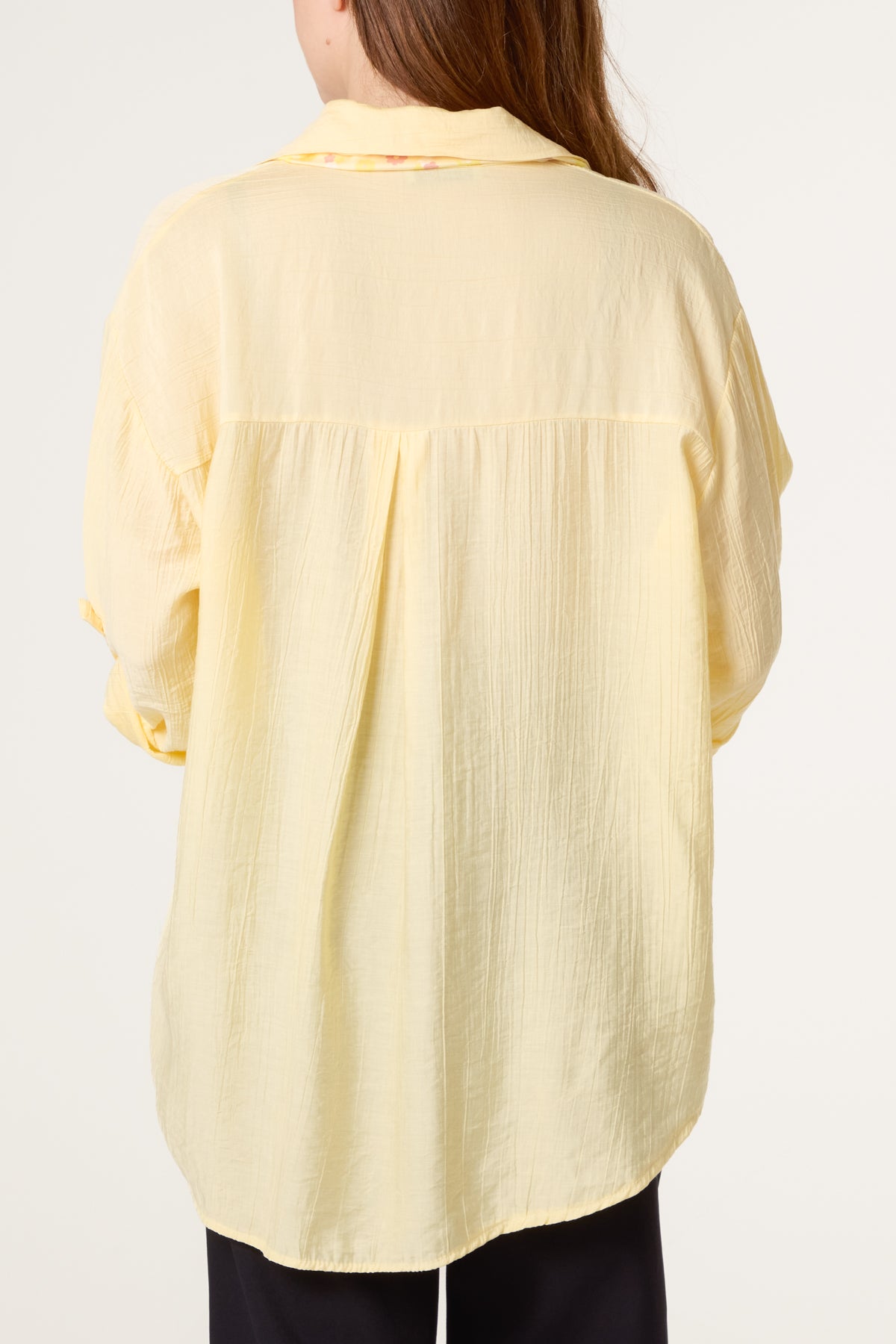 Scarf Crinkle Button Through Shirt