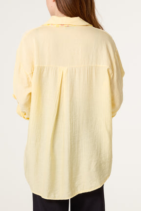 Scarf Crinkle Button Through Shirt