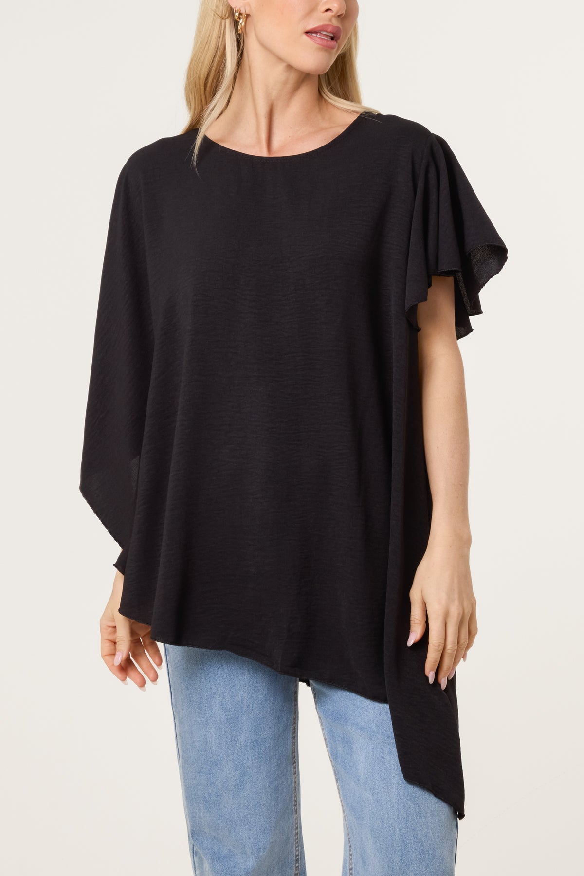 Asymmetric Sleeve & Hem Blouse