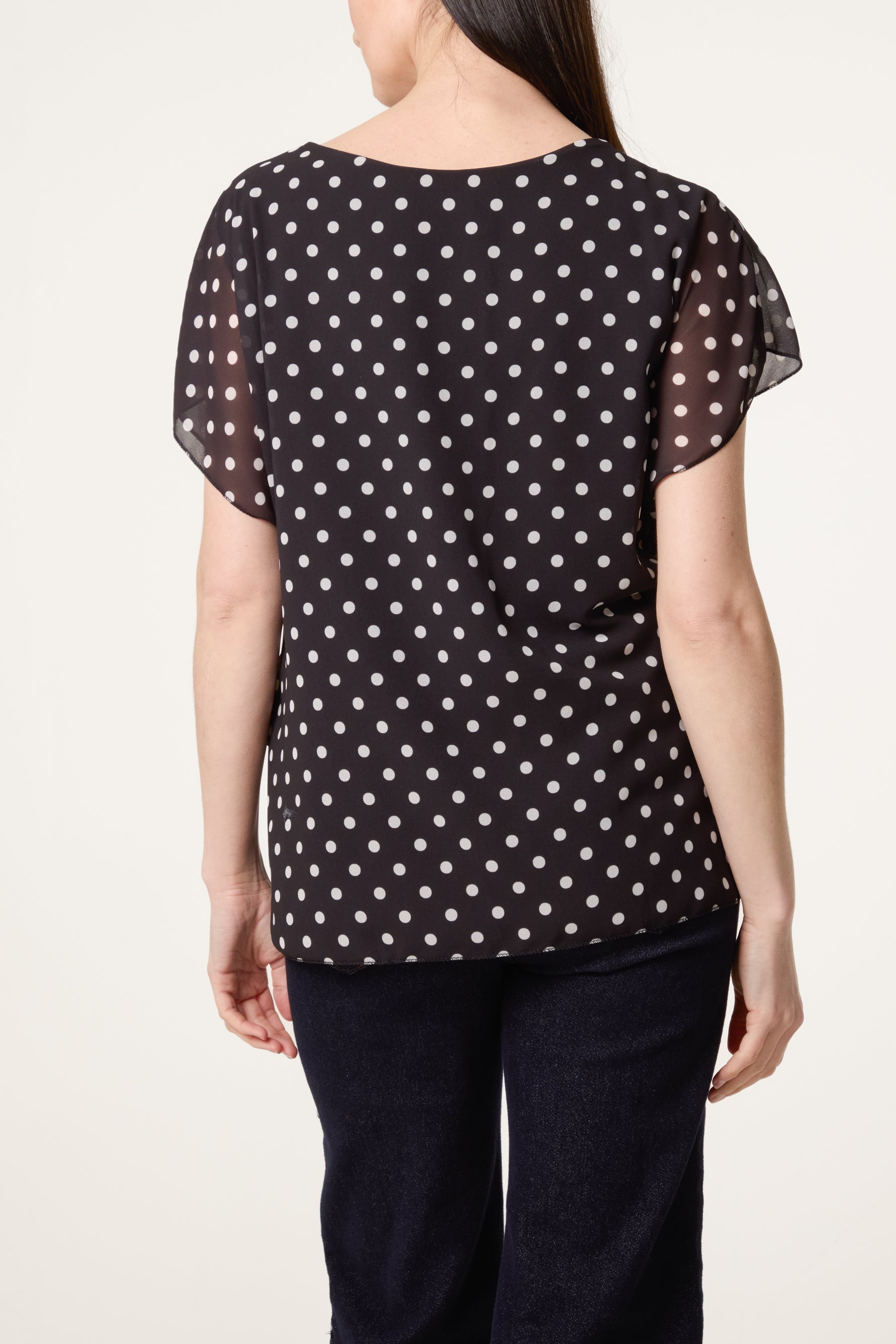 Polka Dot Tied Chiffon Top