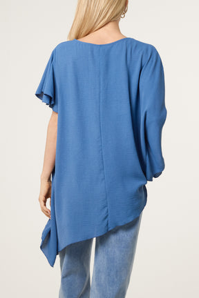 Asymmetric Sleeve & Hem Blouse