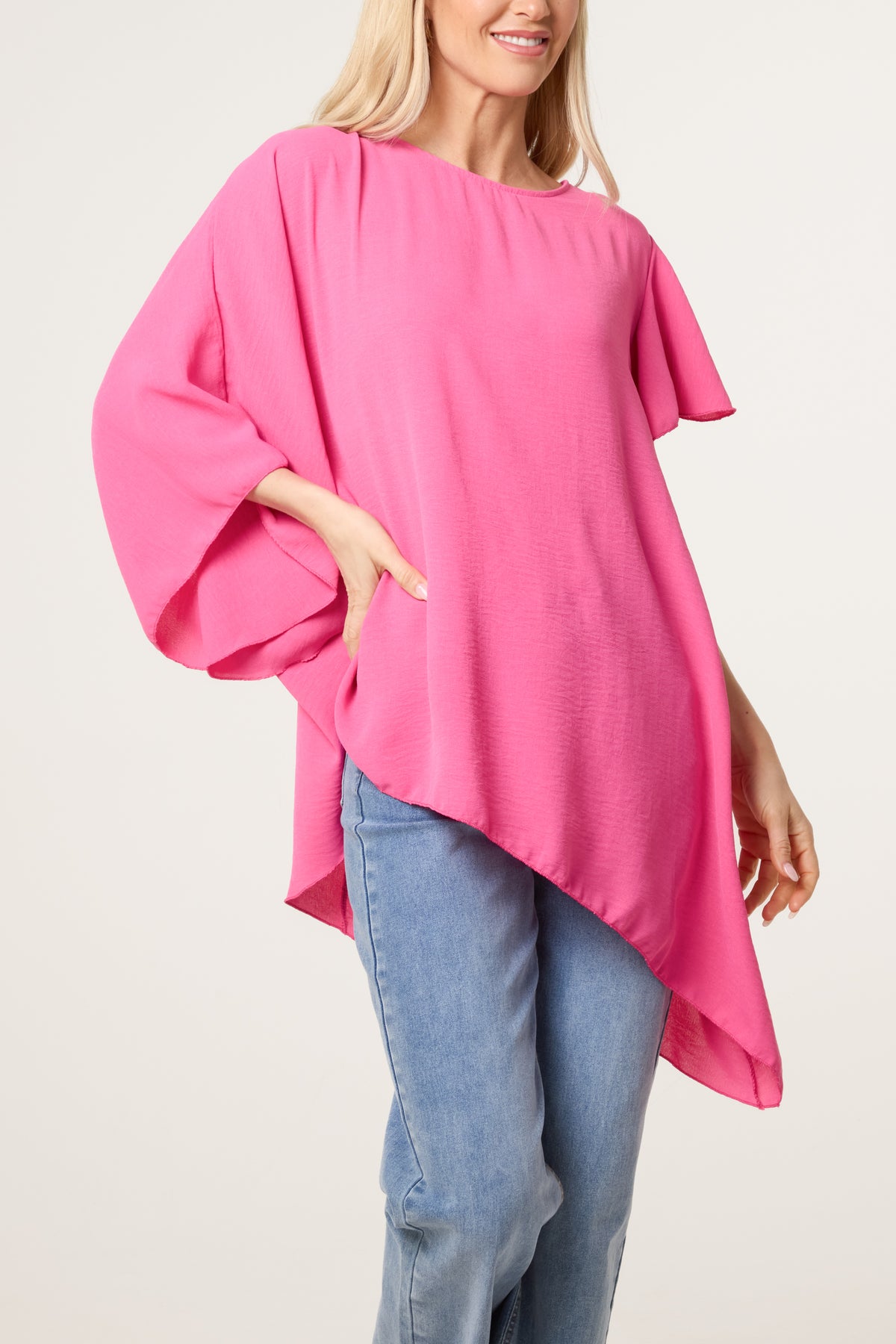 Asymmetric Sleeve & Hem Blouse