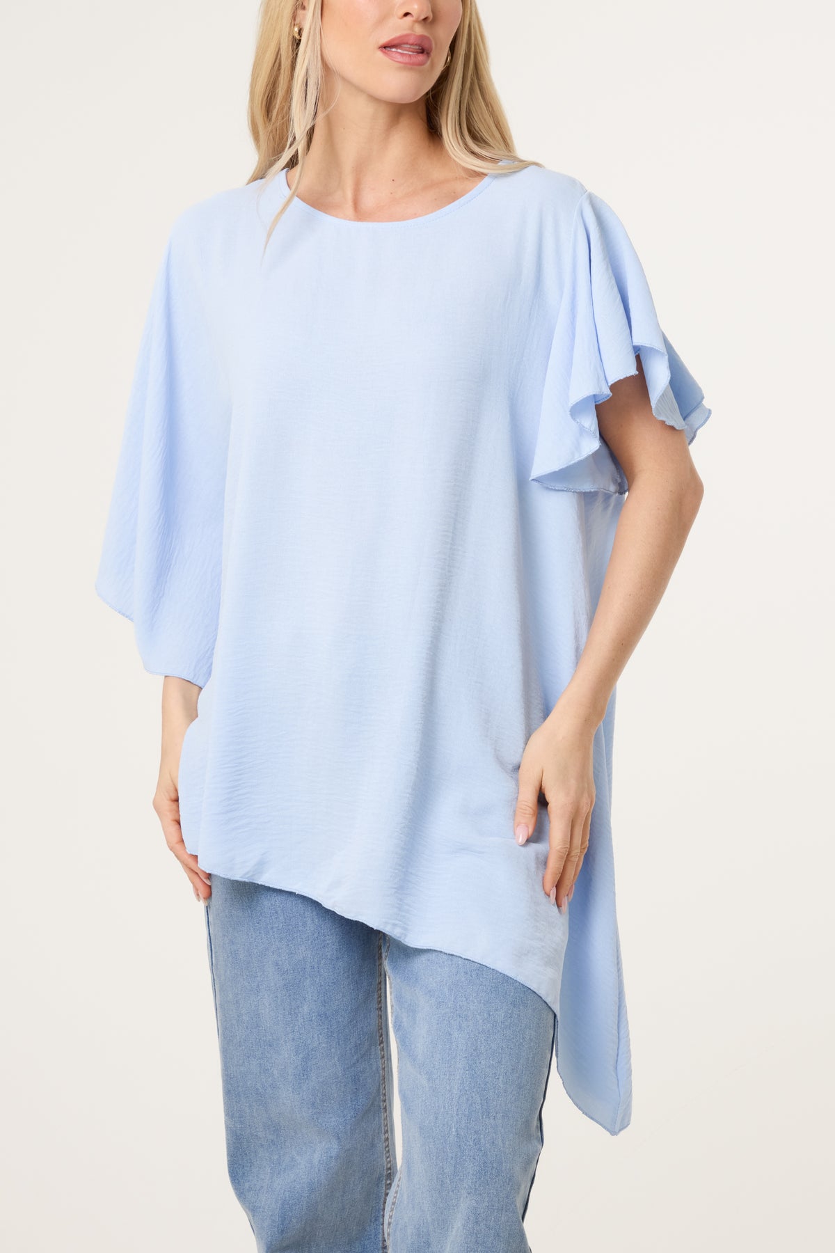 Asymmetric Sleeve & Hem Blouse