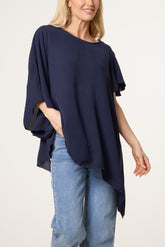 Asymmetric Sleeve & Hem Blouse