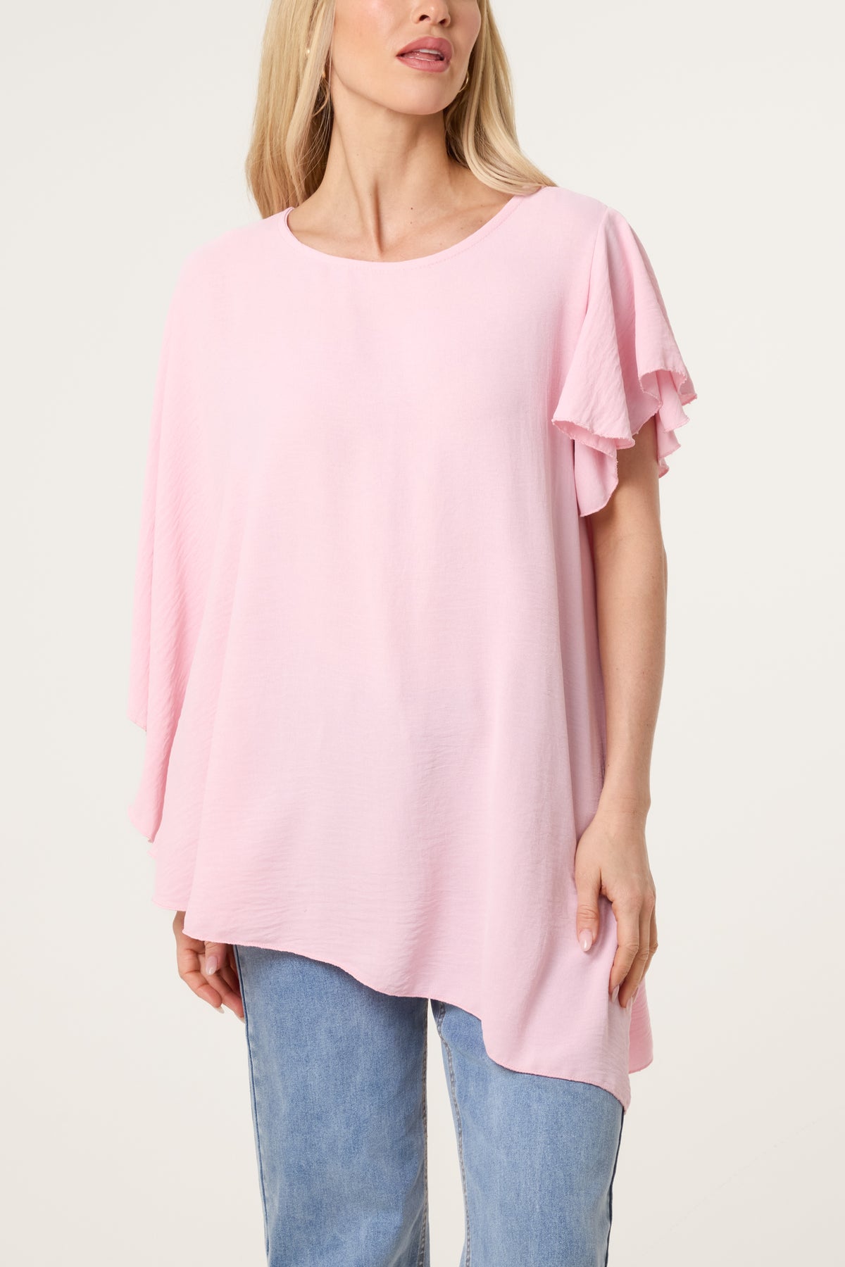 Asymmetric Sleeve & Hem Blouse