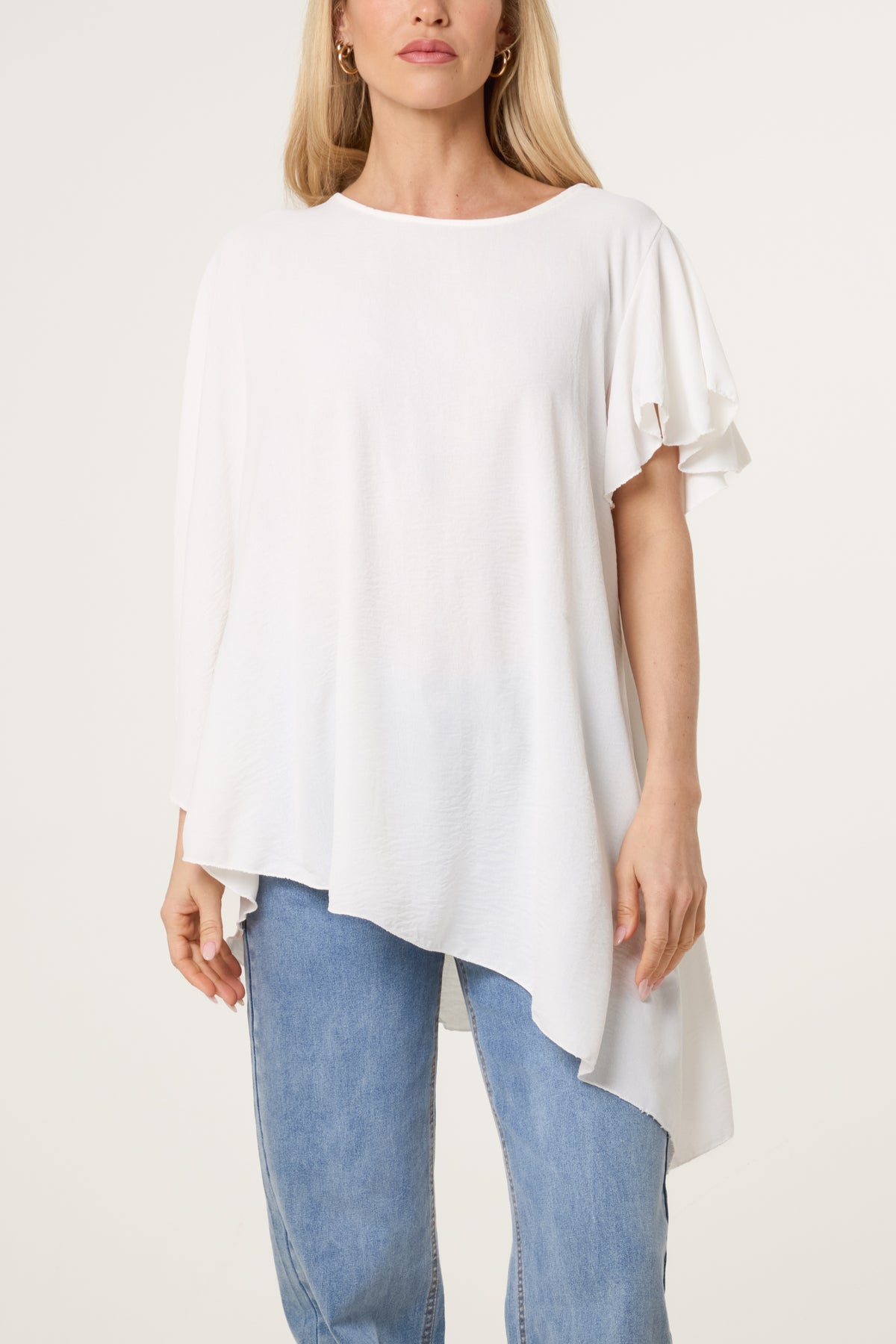Asymmetric Sleeve & Hem Blouse