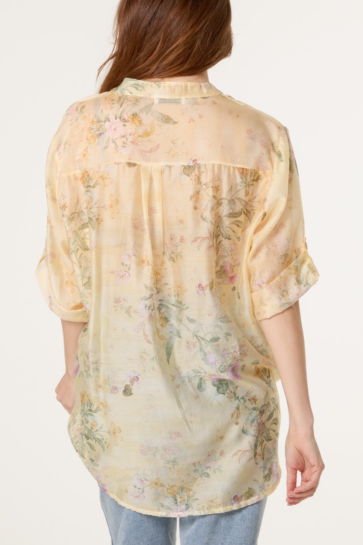 Floral Tie Knot Tencel Blouse