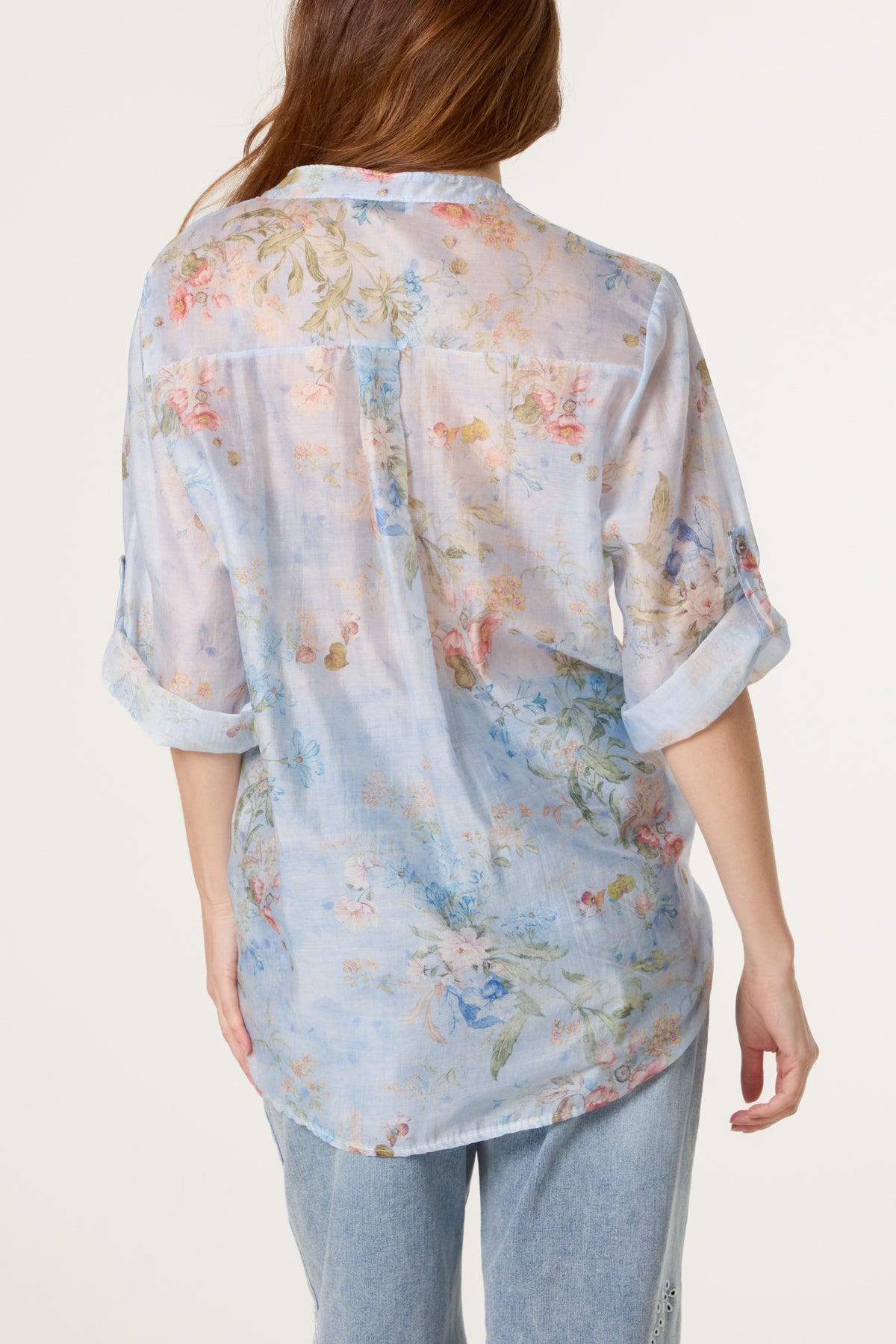 Floral Tie Knot Tencel Blouse