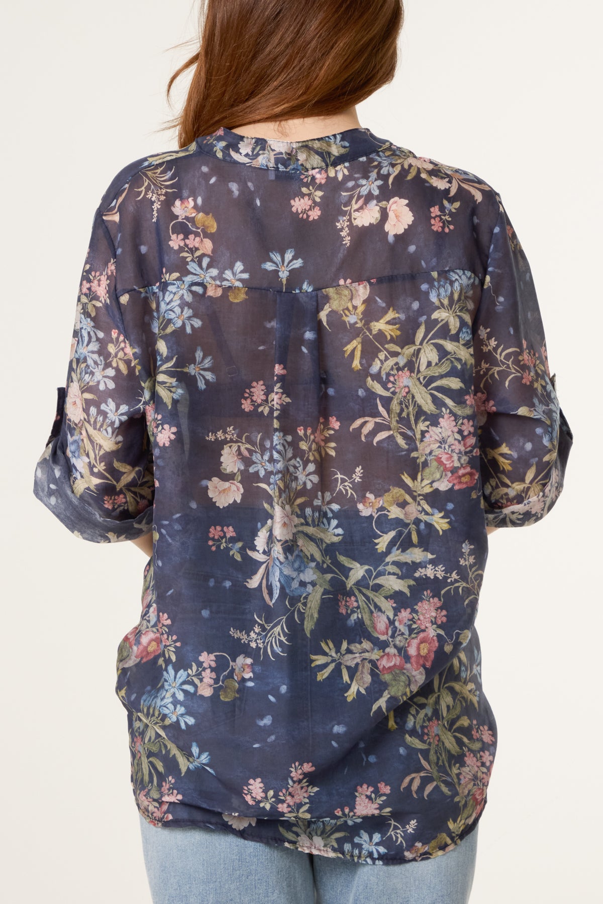 Floral Tie Knot Tencel Blouse