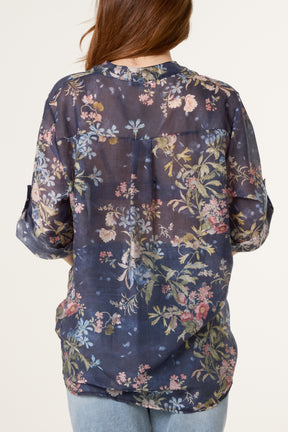 Floral Tie Knot Tencel Blouse