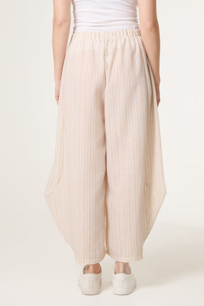Striped Cotton Blend Harem Trousers