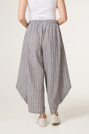 Striped Cotton Blend Harem Trousers