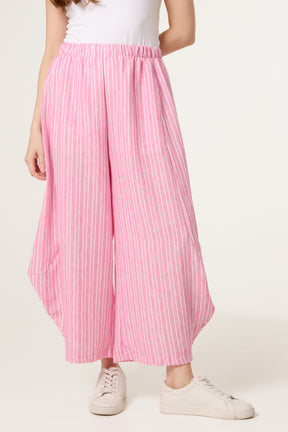 Striped Cotton Blend Harem Trousers