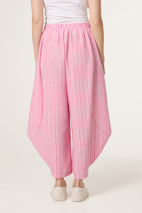 Striped Cotton Blend Harem Trousers
