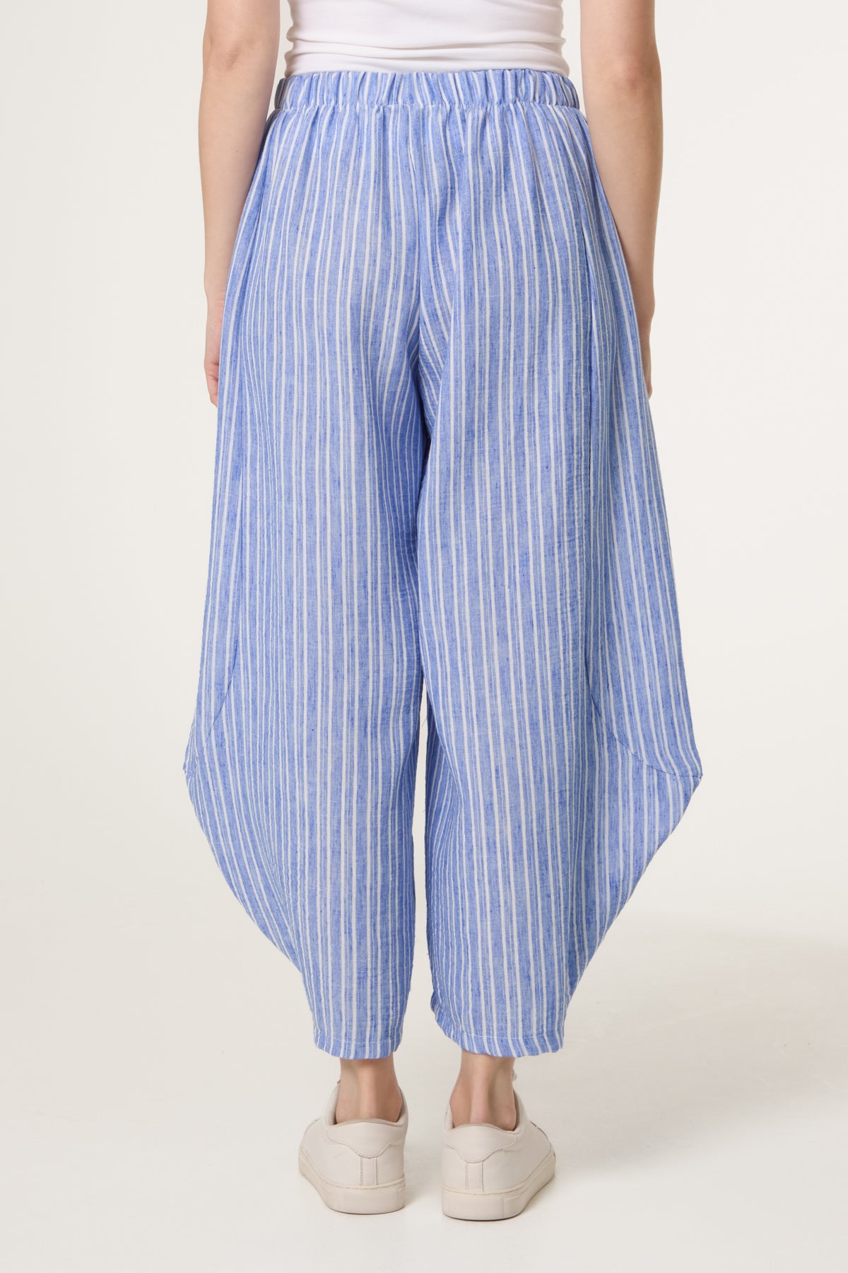 Striped Cotton Blend Harem Trousers