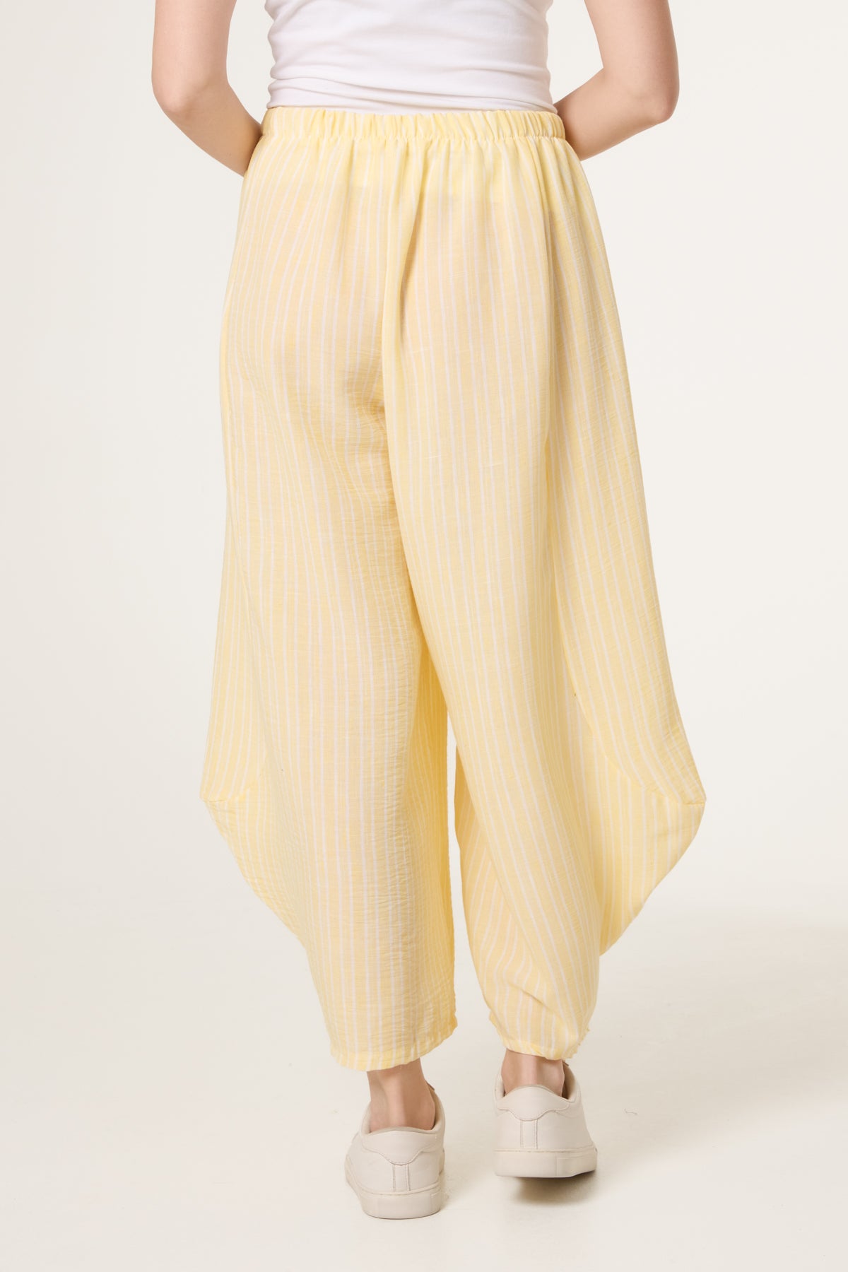 Striped Cotton Blend Harem Trousers
