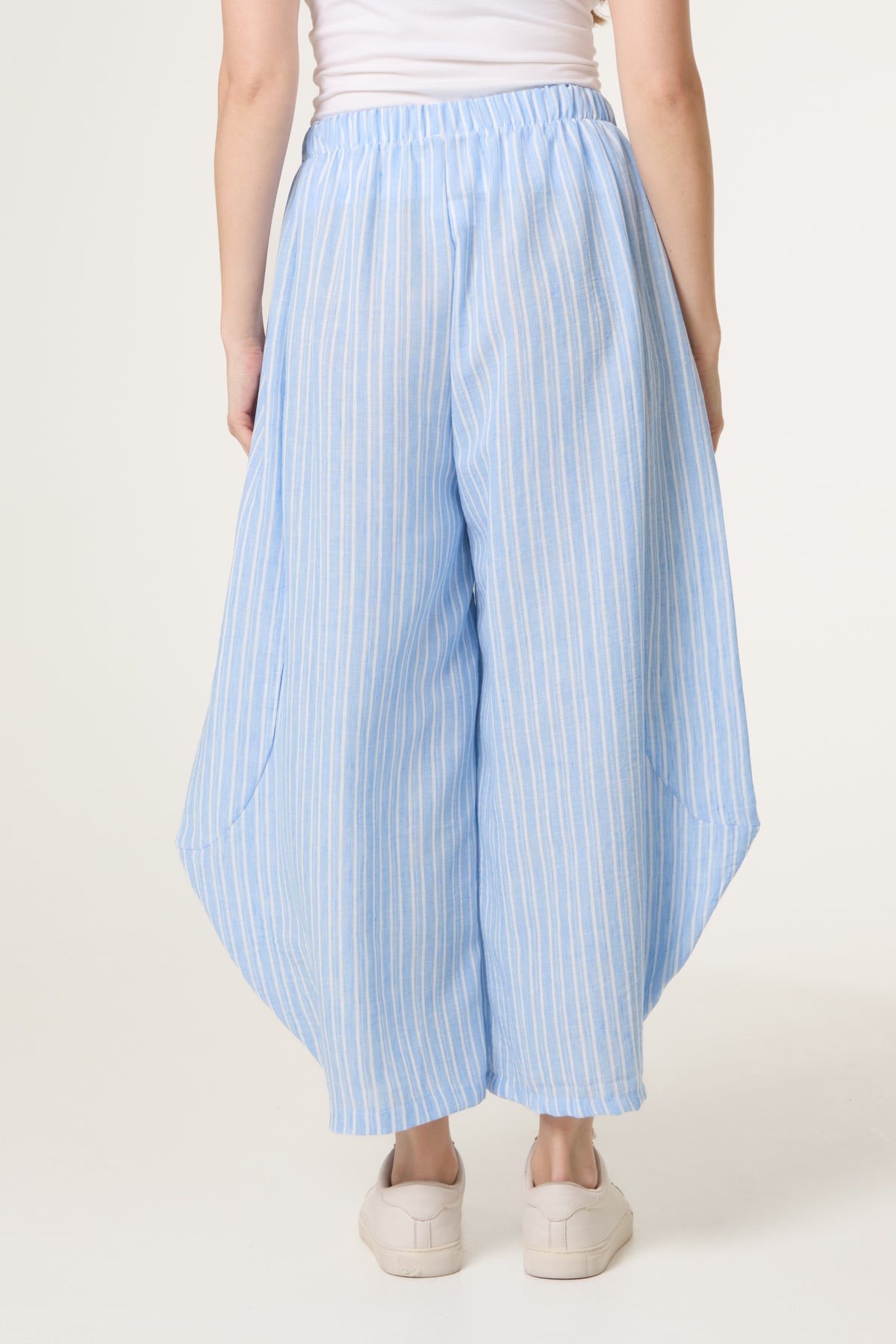 Striped Cotton Blend Harem Trousers