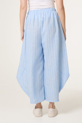 Striped Cotton Blend Harem Trousers