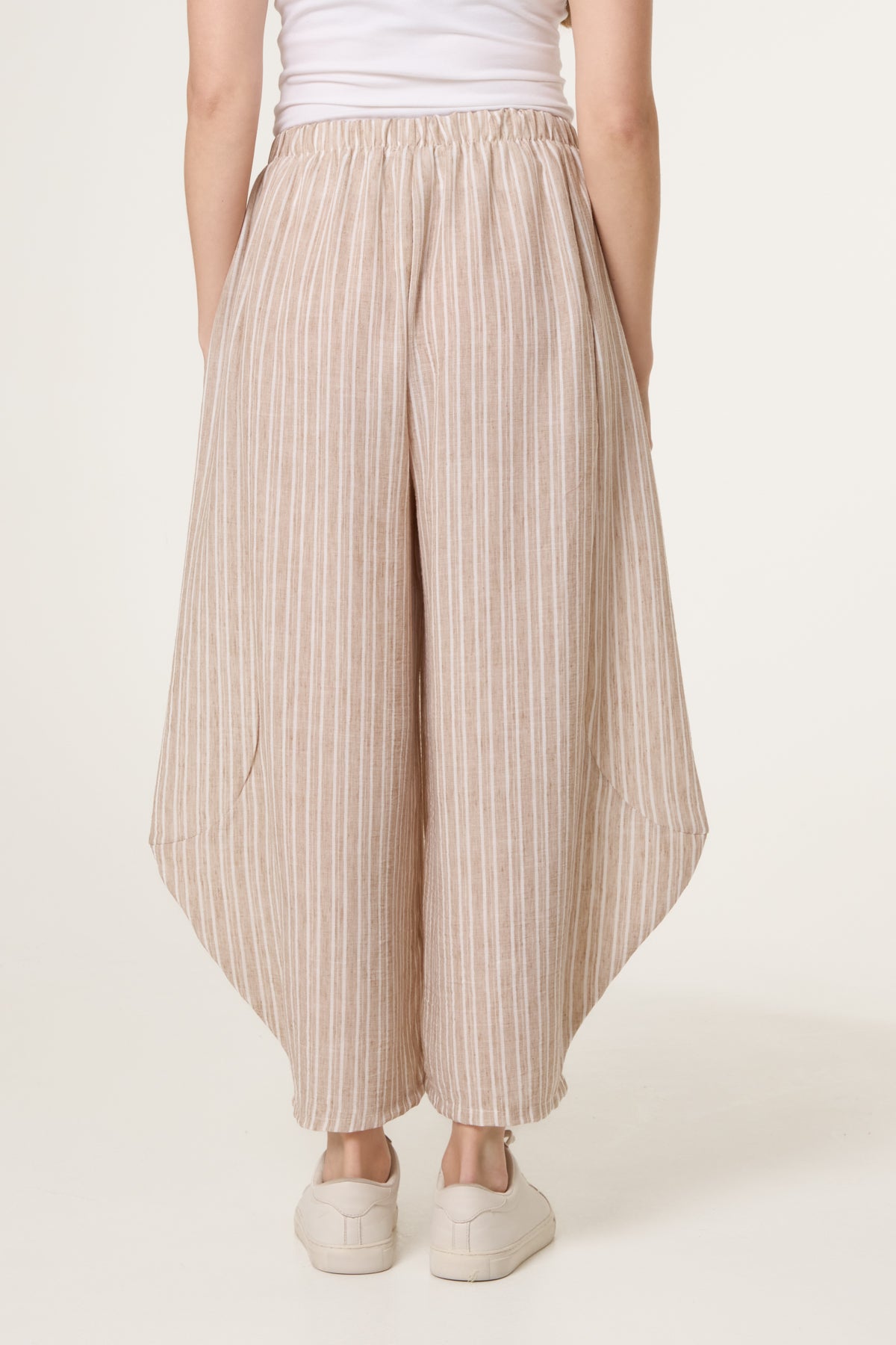 Striped Cotton Blend Harem Trousers