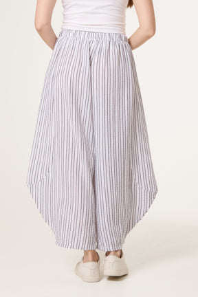 Striped Cotton Blend Harem Trousers