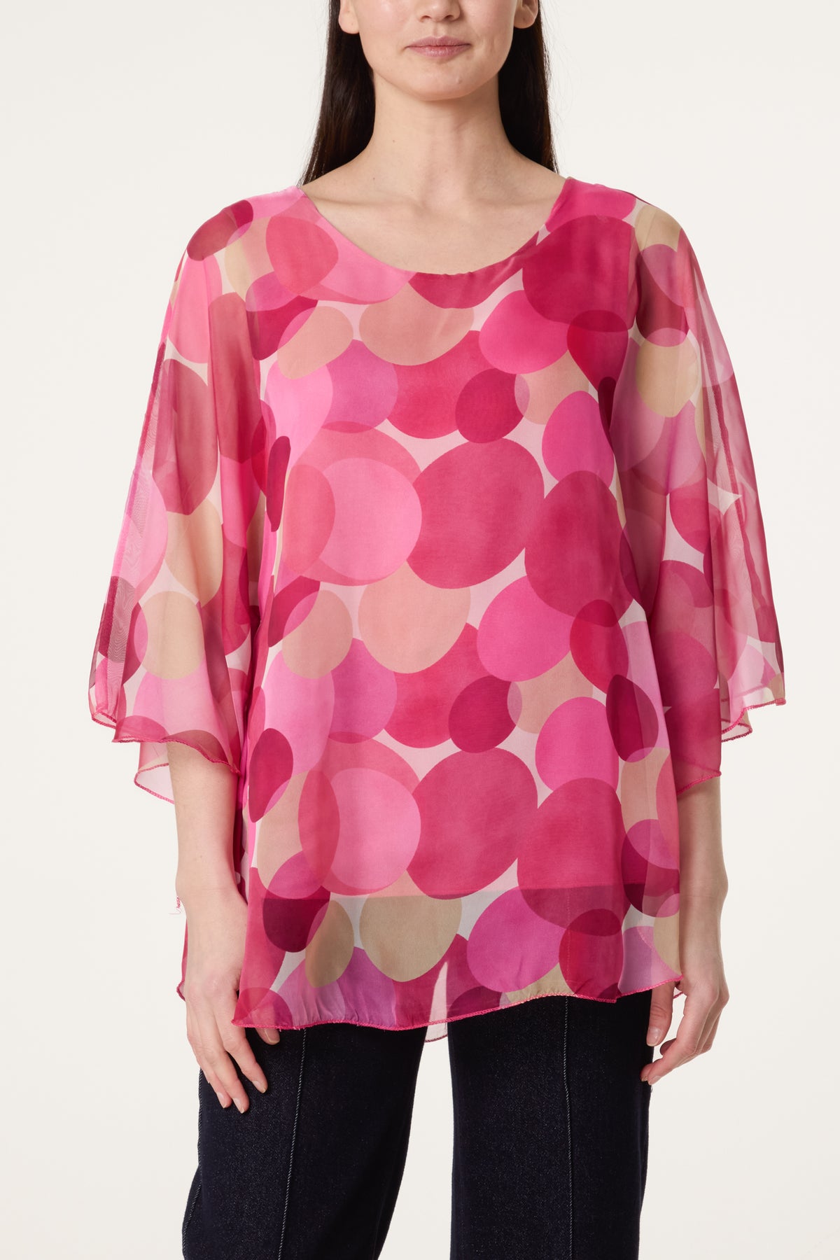 Scoop Neck Circles Print Blouse