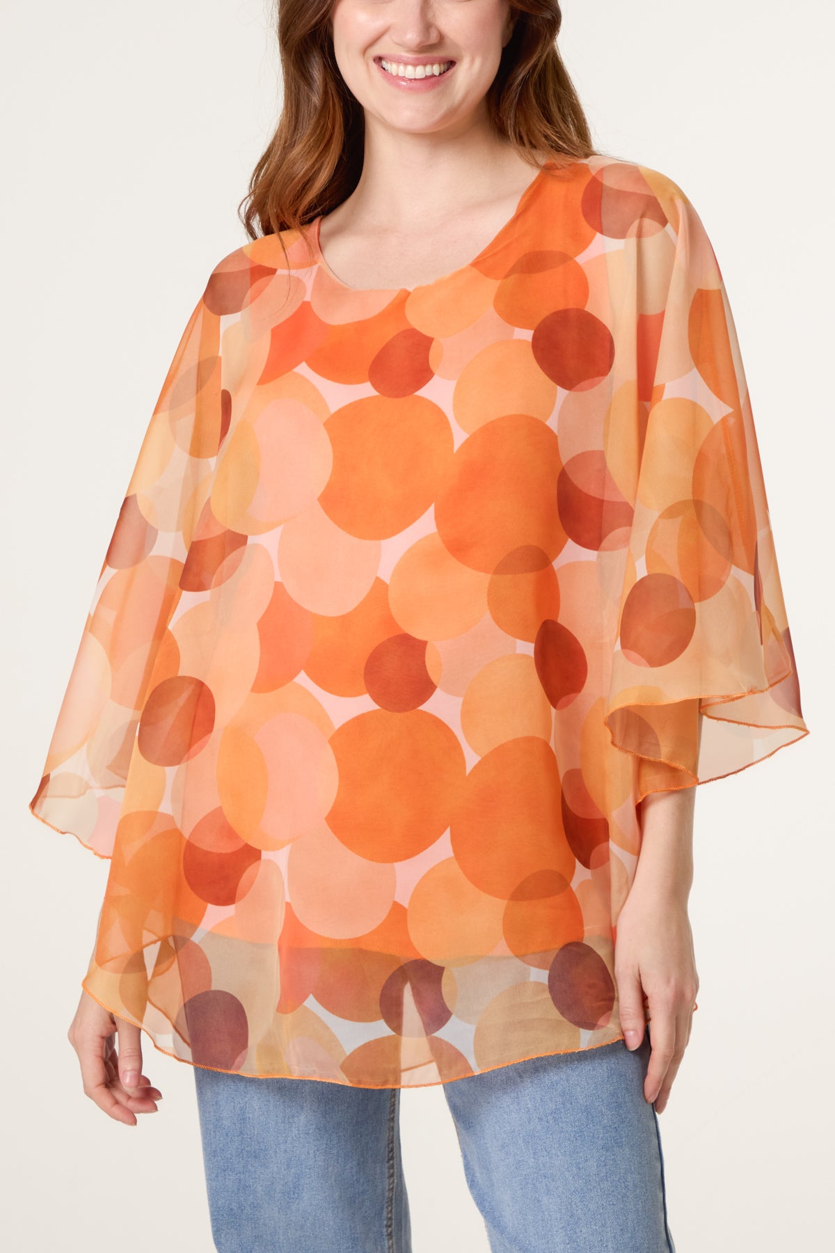 Scoop Neck Circles Print Blouse