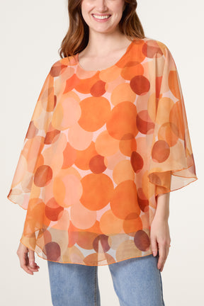 Scoop Neck Circles Print Blouse