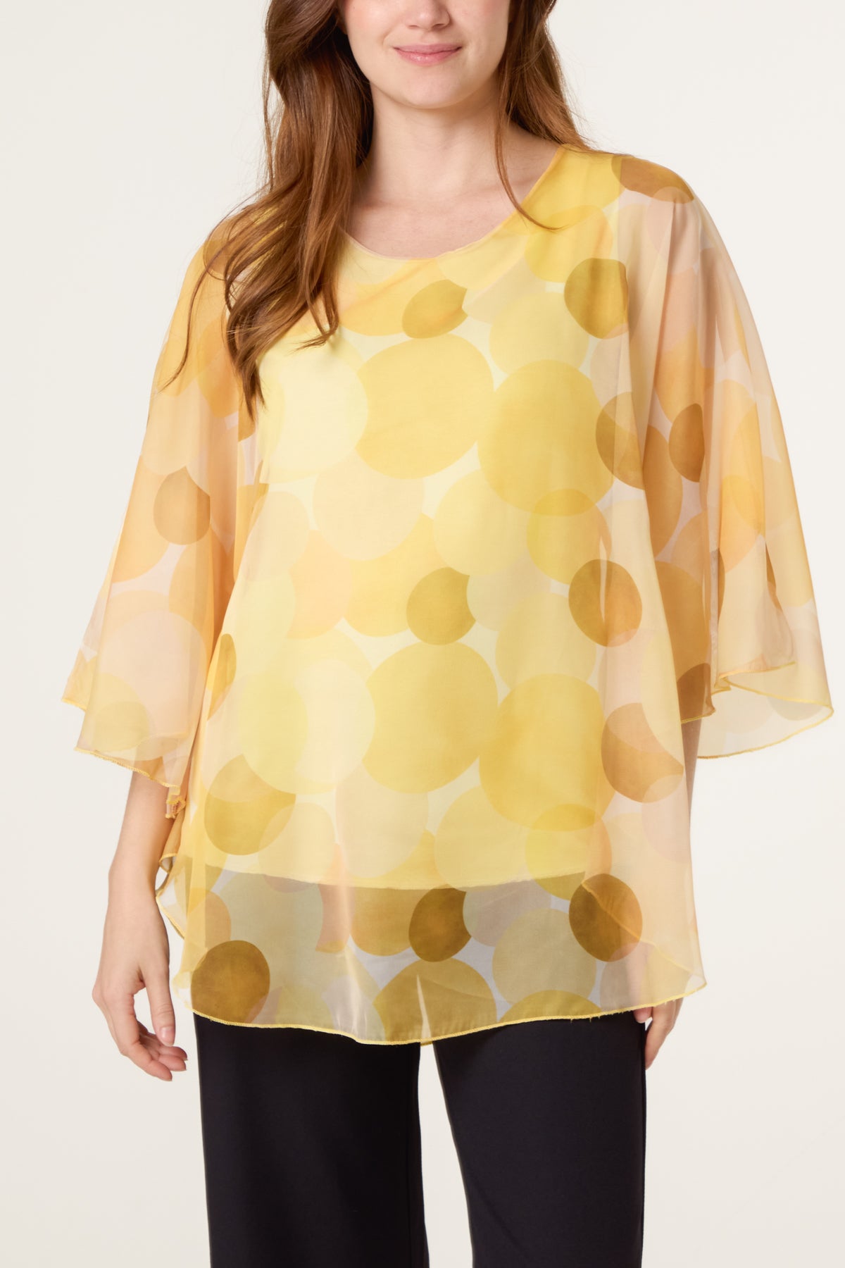 Scoop Neck Circles Print Blouse
