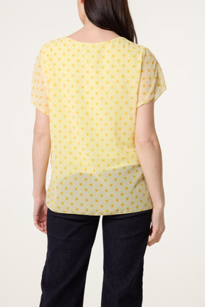 Polka Dot Tied Chiffon Top