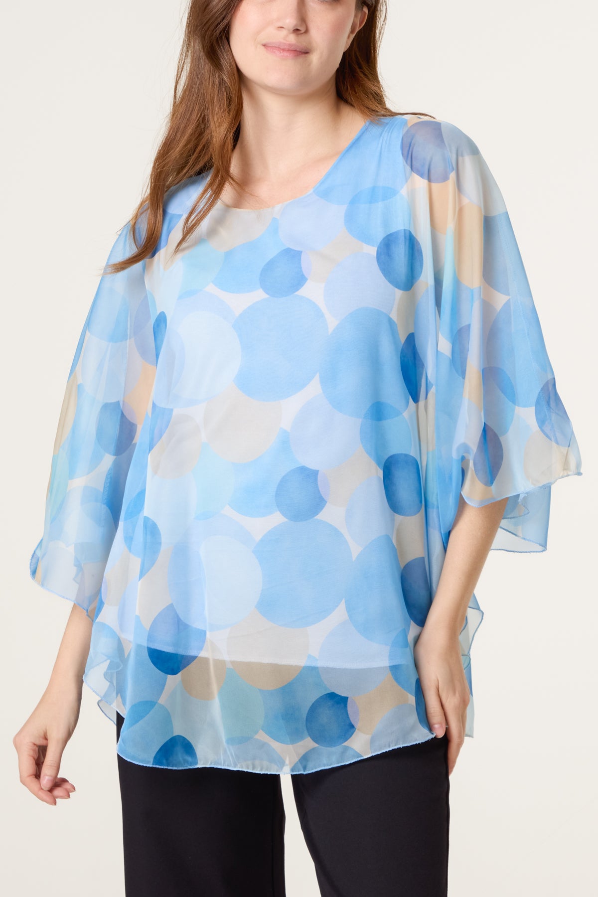 Scoop Neck Circles Print Blouse