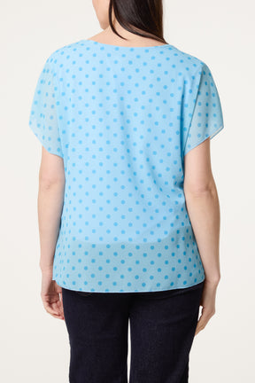 Polka Dot Tied Chiffon Top