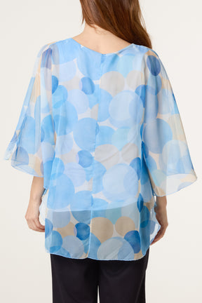 Scoop Neck Circles Print Blouse