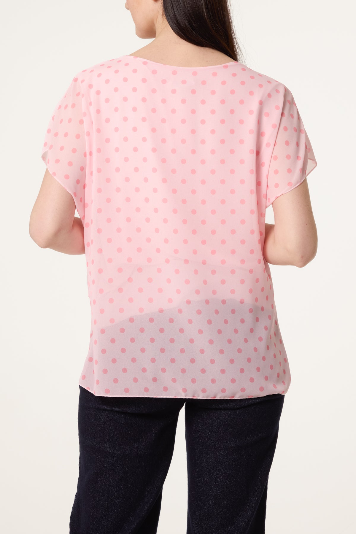 Polka Dot Tied Chiffon Top