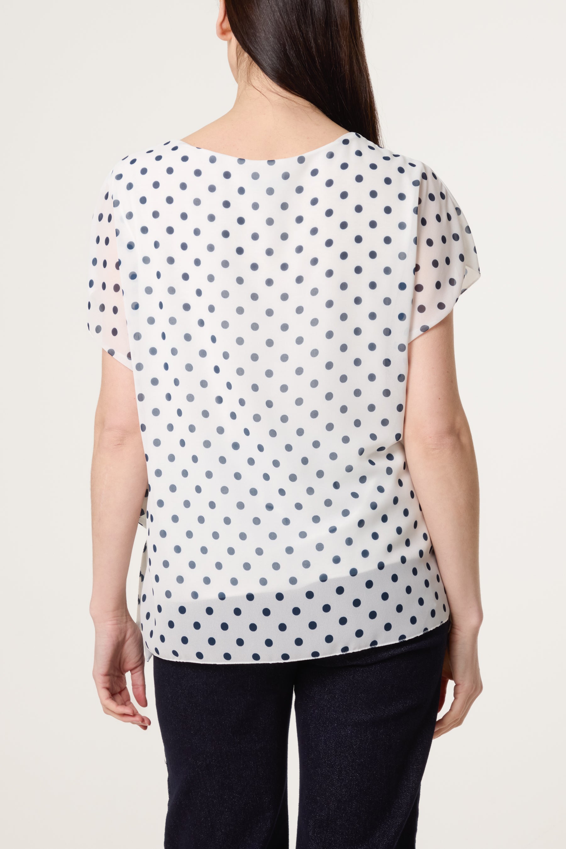 Polka Dot Tied Chiffon Top
