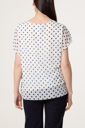 Polka Dot Tied Chiffon Top