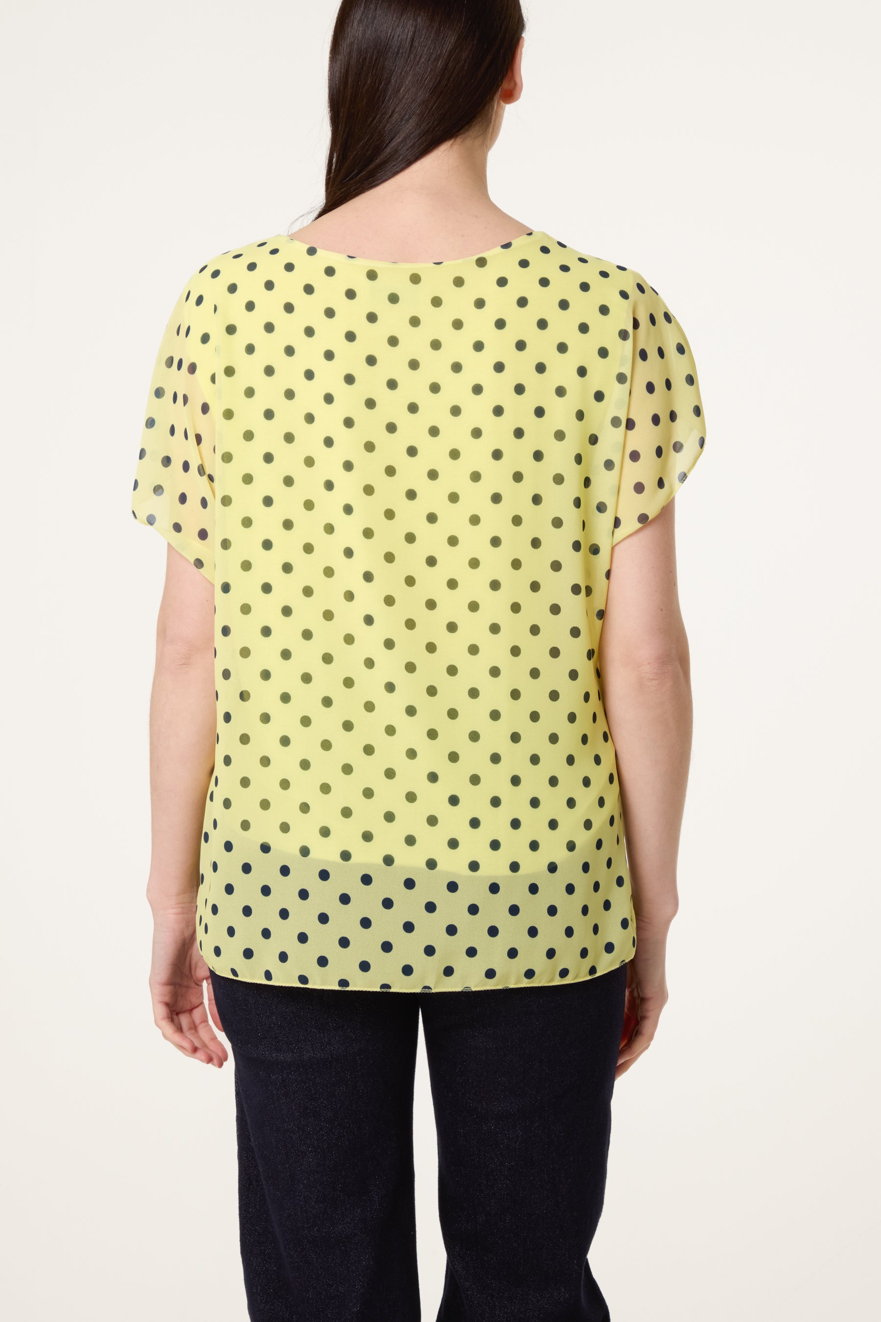 Polka Dot Tied Chiffon Top