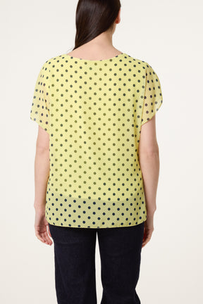 Polka Dot Tied Chiffon Top