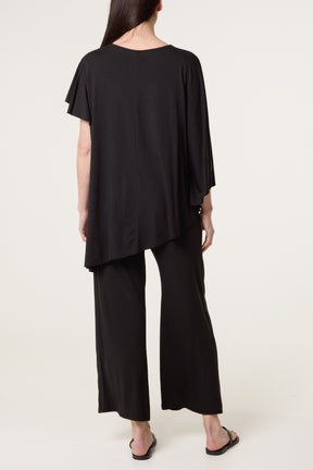 Jersey Asymmetric Top Two Piece Set
