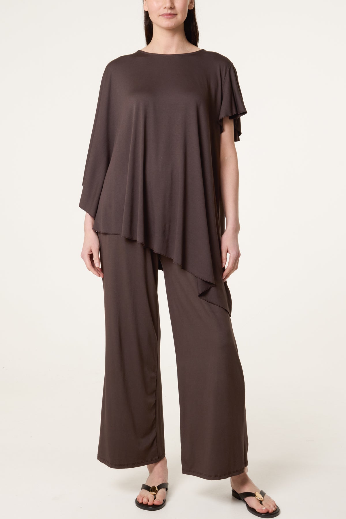 Jersey Asymmetric Top Two Piece Set