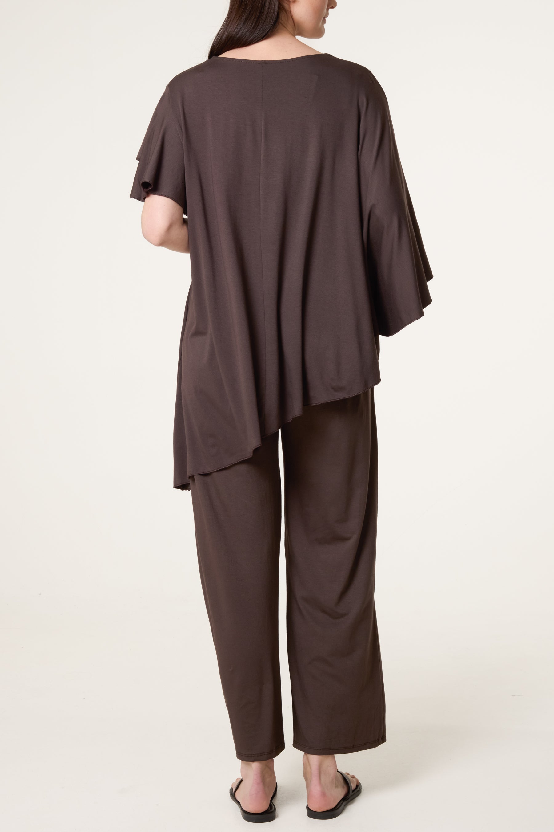 Jersey Asymmetric Top Two Piece Set