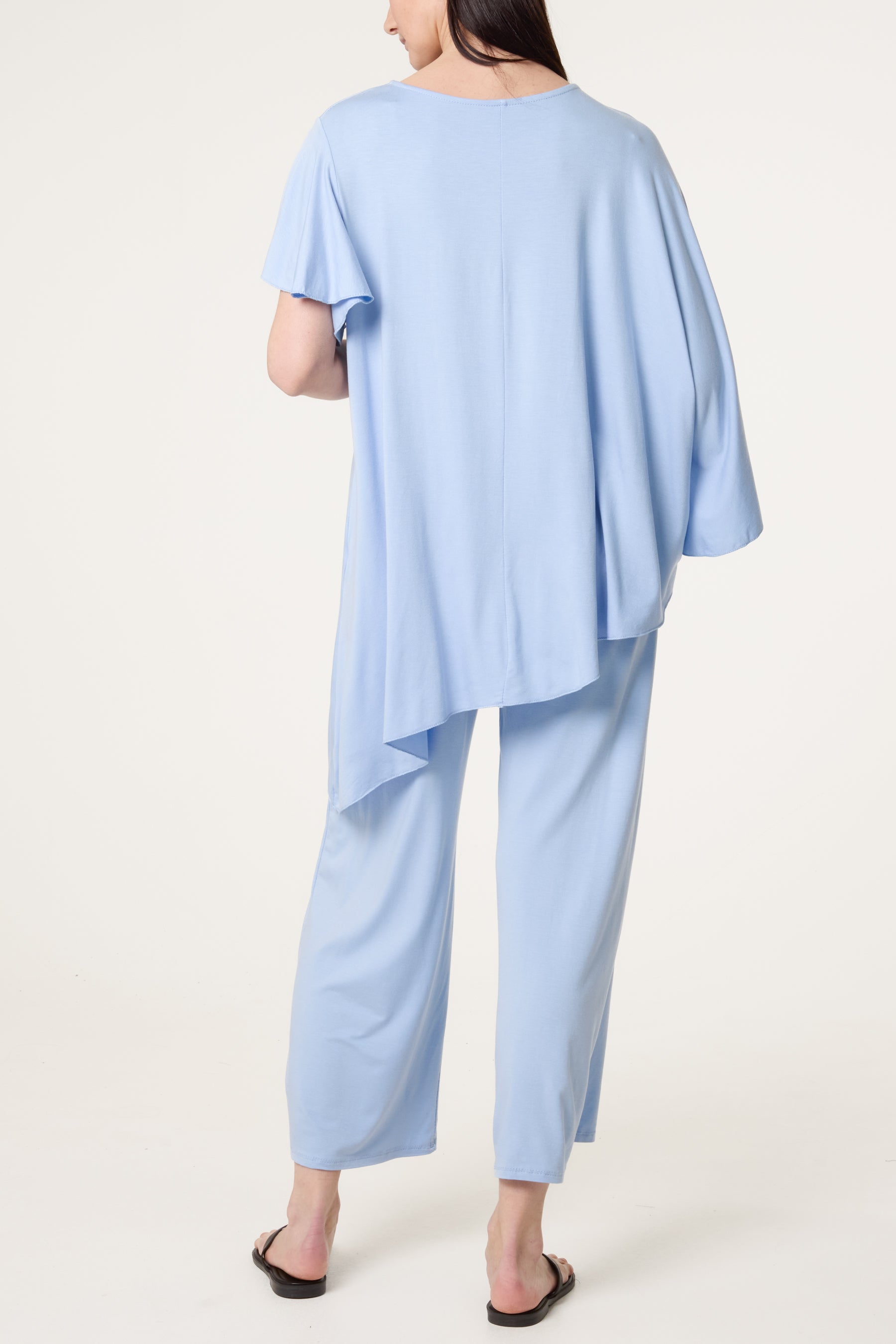 Jersey Asymmetric Top Two Piece Set