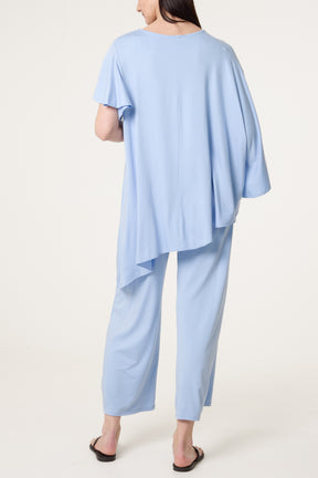 Jersey Asymmetric Top Two Piece Set