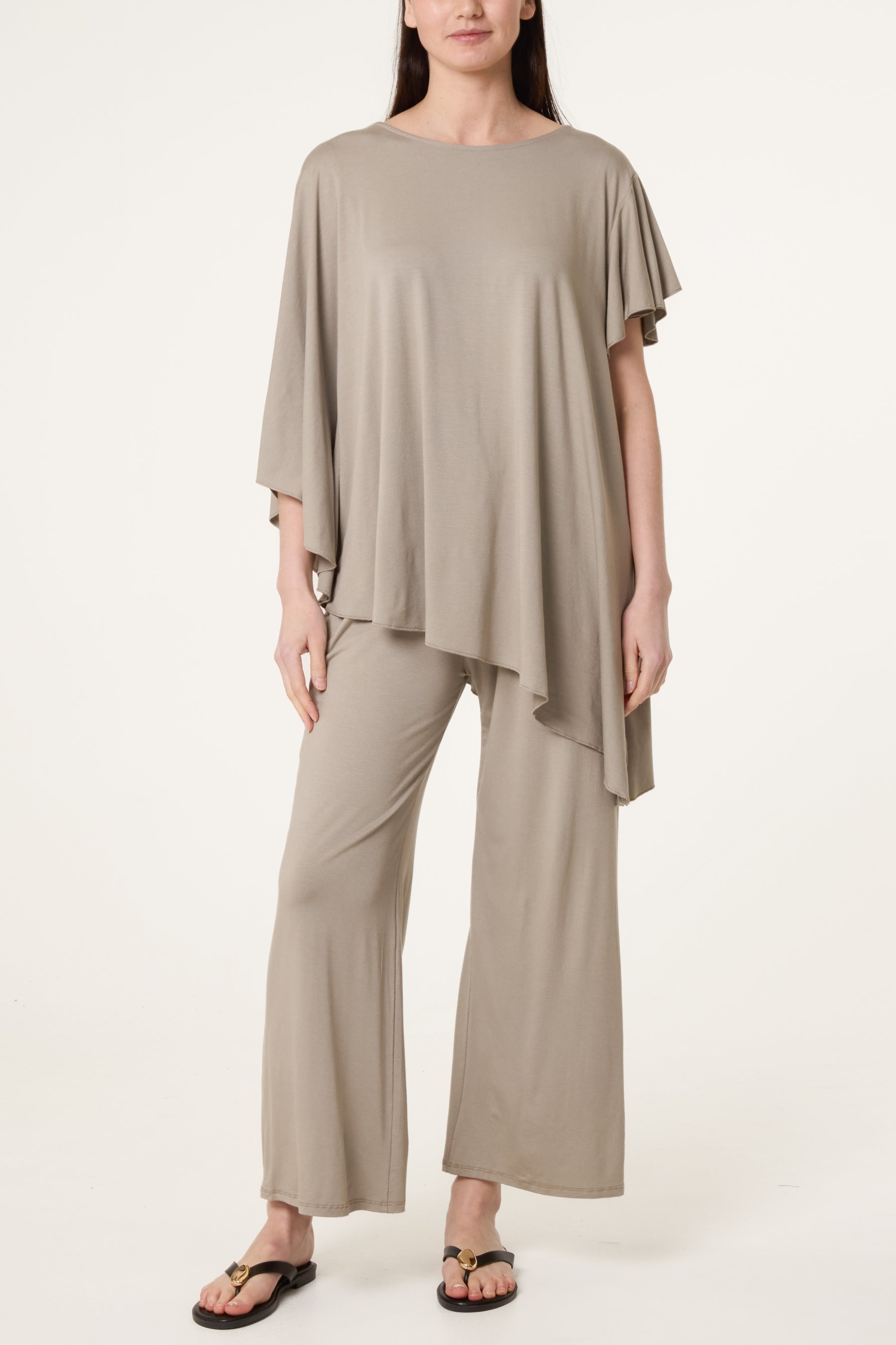 Jersey Asymmetric Top Two Piece Set