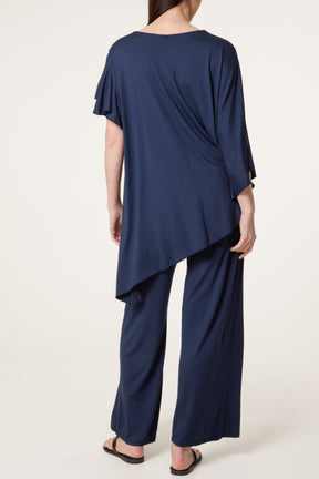 Jersey Asymmetric Top Two Piece Set