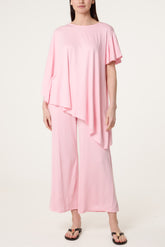 Jersey Asymmetric Top Two Piece Set