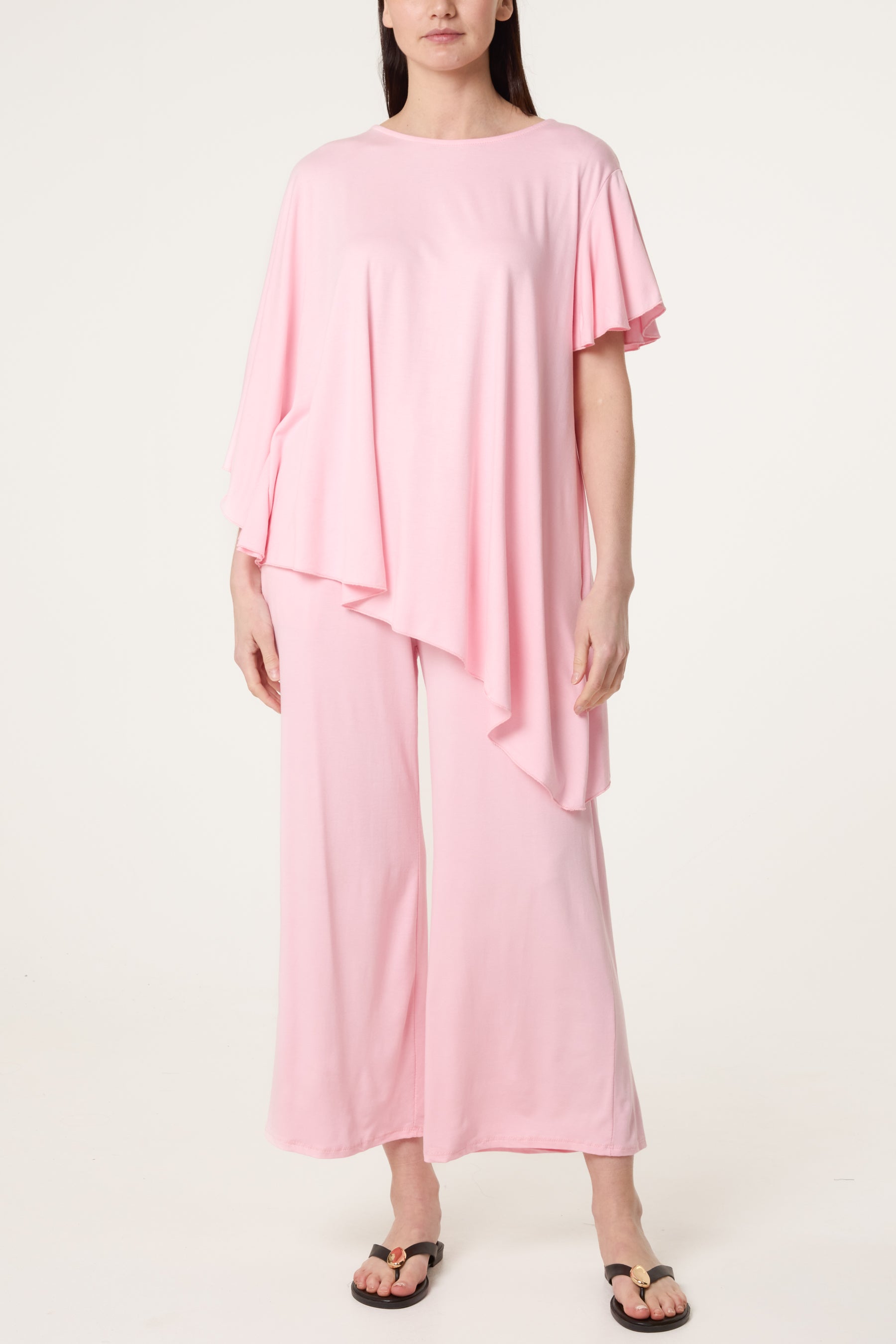 Jersey Asymmetric Top Two Piece Set