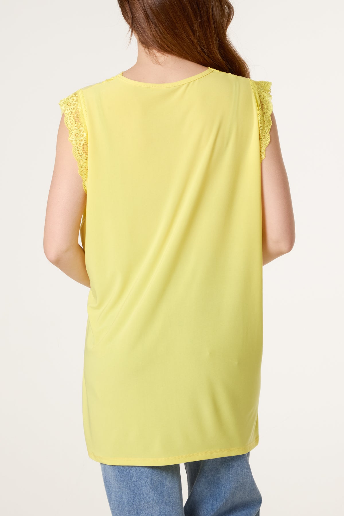 Lace Trim V-Neck Jersey Top
