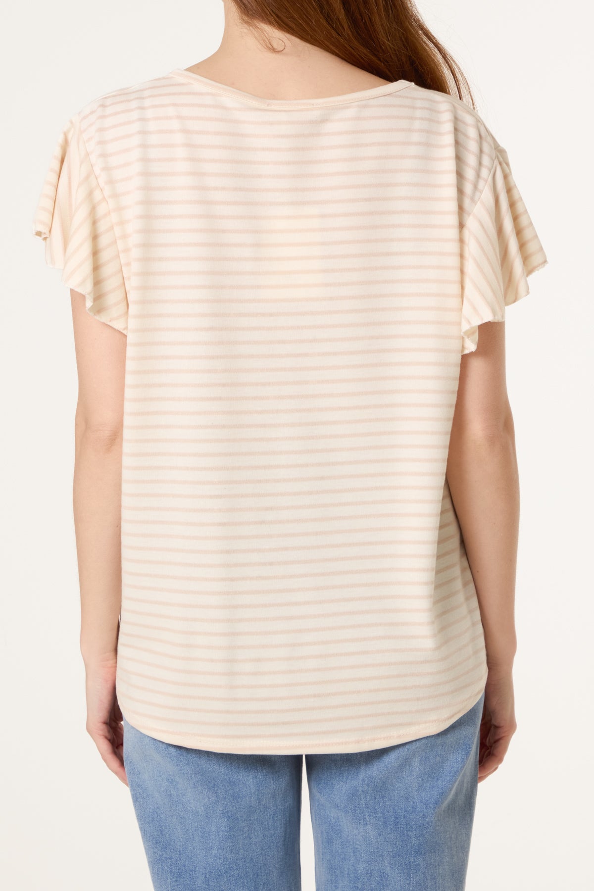 Flutter Sleeve Cotton Stripe T-Shirt